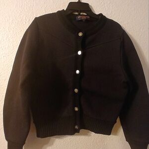 Louis Vuitton Uniforme Women’s L • Black Bomber Button Jacket Wool Nylon Blend.